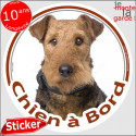 Airedale Terrier, disque autocollant voiture "Chien à Bord" 2 tailles D