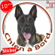 Berger Belge Malinois, sticker autocollant rond "Chien à Bord" Disque adhésif voiture photo