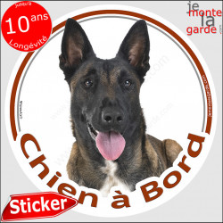 Berger Belge Malinois, sticker voiture rond "Chien à Bord" 2 tailles D