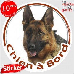 Berger Allemand noir et feu poils courts, disque autocollant rond "Chien à Bord" Sticker adhésif voiture photo