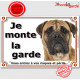 Bullmastiff fauve clair Tête, plaque portail "Je Monte la Garde risques périls" pancarte panneau photo