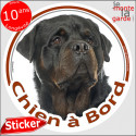 Rottweiler, sticker voiture rond "Chien à Bord" 14 cm