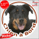 Beauceron, sticker rond "Chien à Bord" Disque autocollant adhésif Berger de Beauce voiture auto vitre photo