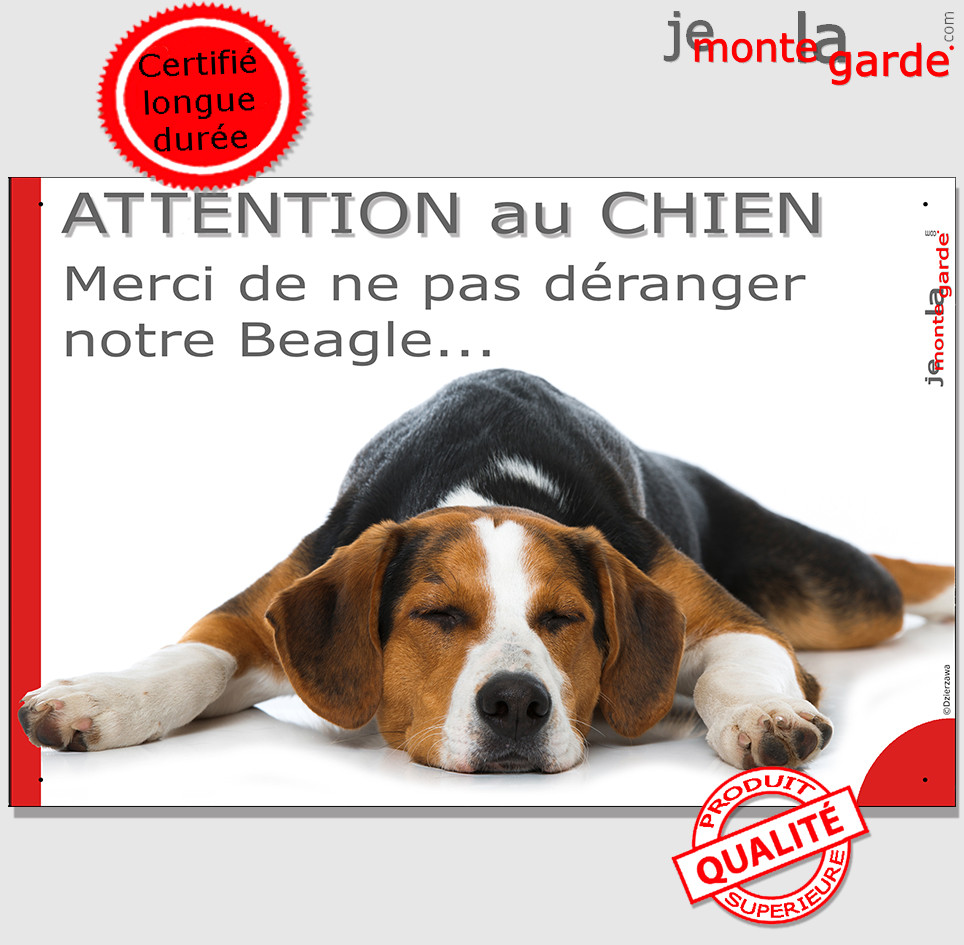 Plaque Attention au Chien, na pas déranger notre Beagle 24 cm
