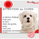 plaque portail humour "Attention au Chien, notre Bichon Maltais garde est une sonnette" pancarte photo