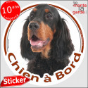 Setter Gordon, sticker voiture rond "Chien à Bord" 2 tailles D