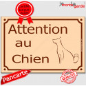 Plaque Portail "Attention au Chien" Rue Beige 2 tailles D