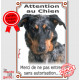 Beauceron Arlequin, plaque portail verticale "Attention au Chien, interdit sans autorisation" panneau pancarte berger de Beauce 