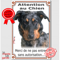 Beauceron, plaque portail verticale "Attention au Chien" 24 cm VL