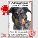 Beauceron, plaque portail verticale "Attention au Chien" 24 cm VL