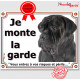 Cane Corso Italiano noir Tête, plaque "Je Monte la Garde, risques et périls" , pancarte photo panneau attention au Chien