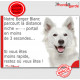 Berger Blanc Suisse, Plaque humour "distance niche-portail 3 secondes" pancarte photo panneau BBS drôle attention chien