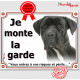 Cane Corso Italiano noir, Plaque portail "je Monte la Garde, risques périls" Affiche, panneau pancarte attention au chien photo