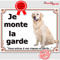 Golden Retriever, plaque portail "je Monte la Garde" 3 tailles, LUX D