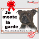 Staffie bringé, plaque portail "Je Monte la Garde" 2 tailles LUX D