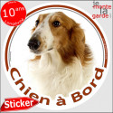 Barzoï fauve, disque autocollant voiture "Chien à Bord" 2 tailles D