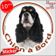 Cocker Américain tricolore, sticker autocollant rond "Chien à Bord" Disque adhésif voiture, USA US photo