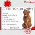 Dogue de Bordeaux, plaque humour "Jetez Vous au Sol, Attention au Chien" 24 cm JET