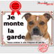 Staffie Fauve Tête, plaque portail "Je Monte la Garde, risques périls" panneau affiche pancarte, staffy attention au chien photo