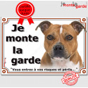 Staffie Fauve, plaque portail "Je Monte la Garde" 24 cm LUX