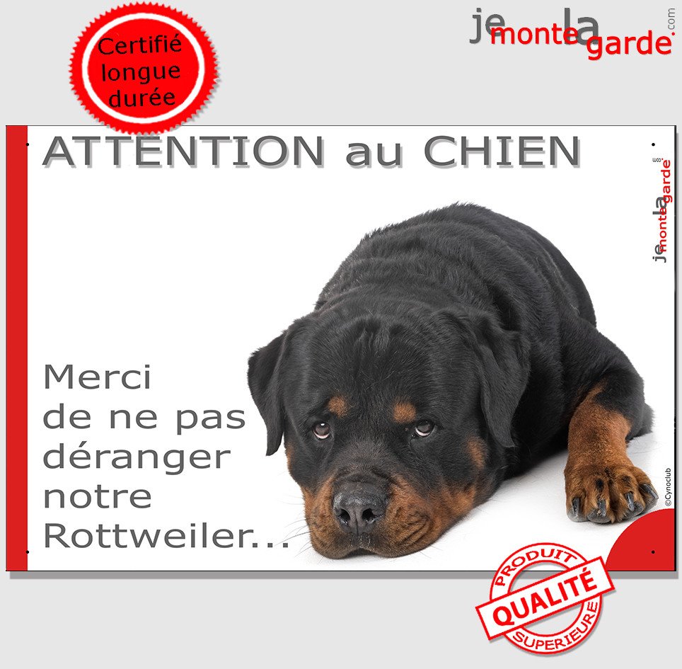 Pancarte Attention au Chien Rottweiler Personnalisable