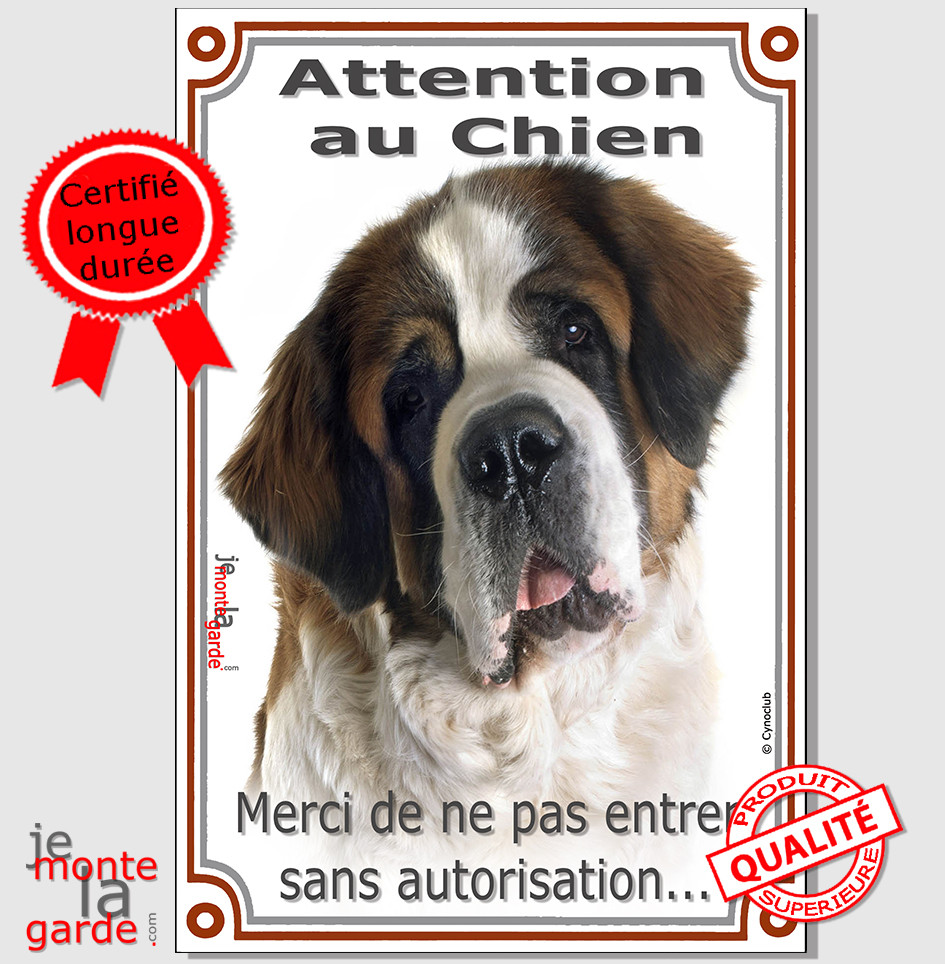 Plaque attention au chien - accessoire Saint Bernard