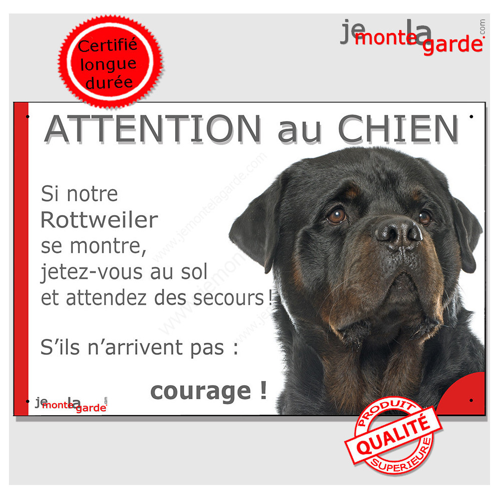 Pancarte Attention au Chien Rottweiler Personnalisable