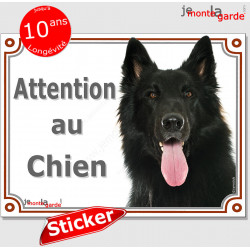 Groenendael, panneau photo autocollant "Attention au Chien" 16 cm