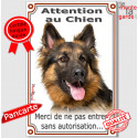 Berger Allemand, plaque verticale "Attention au Chien" 24 cm