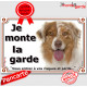 Berger Australien Rouge Merle Tête, Plaque "Je Monte la Garde, risques périls" panneau affiche pancarte Attention au Chien photo