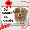 Aussie rouge merle, plaque portail "Je Monte la Garde" 24 cm LUX