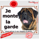 Mastiff fauve tête, plaque portail "Je Monte la Garde, risques et périls" pancarte panneau photo Attention au Chien