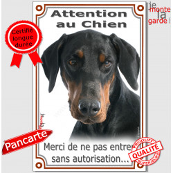 Dobermann Tête, Plaque Portail verticale "Attention au Chien, interdit sans autorisation" pancarte affiche panneau photo