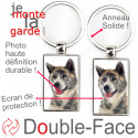 Porte-Clefs Métal, double face photo Akita Inu