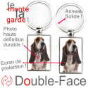 Porte-Clefs Métal, double face photo Basset Hound