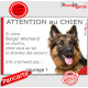 Berger Allemand Poils Longs, plaque portail humour "Attention au Chien, Jetez Vous au Sol, attendez secours, courage" photo