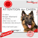 Berger Allemand, plaque portail humour "Attention au Chien, Jetez Vous au Sol" 24 cm JET