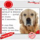 Golden Retriever, Plaque Humour "parcourt distance niche-portail 3 secondes" pancarte, affiche panneau photo