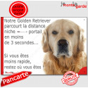 Golden Retriever, plaque humour "distance Niche - Portail" 24 cm 3SEC