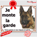 Berger Allemand poils courts, plaque portail "Je Monte la Garde" 3 tailles LUX D