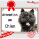 Cairn Terrier bringé foncé Tête, plaque portail "Attention au Chien" pancarte panneau photo race