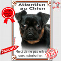 Brabançon, plaque verticale "Attention au Chien" 24 cm VL