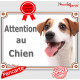 Jack Russell Blanc et fauve Tête, Plaque portail "Attention au Chien" panneau affiche pancarte photo