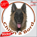 Berger Belge Tervueren, sticker voiture rond "Chien à Bord" 2 tailles D