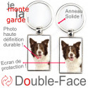 Porte-Clefs Métal, double face photo Border Collie