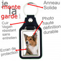 Porte-Clefs cuir vegan, photo Border Collie