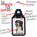 Porte-Clefs cuir vegan, photo Border Collie