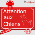 Plaque Portail rouge "Attention auX ChienS" au pluriel, 3 tailles D