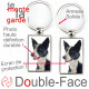 Porte-Clefs métallique double face photo Border Collie noir et blanc à poils courts, idée cadeau porte clés fer acier