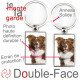 Porte-Clefs métallique double face photo Border Collie marron chocolat et blanc, idée cadeau porte clés fer acier